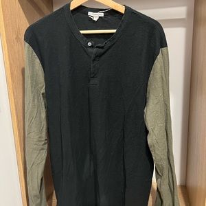 Mens Black/Green Henley - James Perse